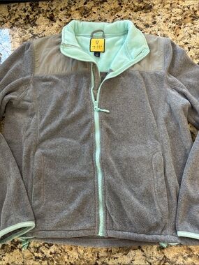 Prince & Fox Gray Jacket with Mint Trim - Women's Puffer Fleece